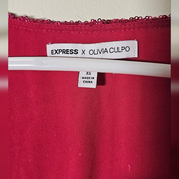Express x Olivia Culpo Sequin Wrap Dress Size XS - Picture 2 of 5